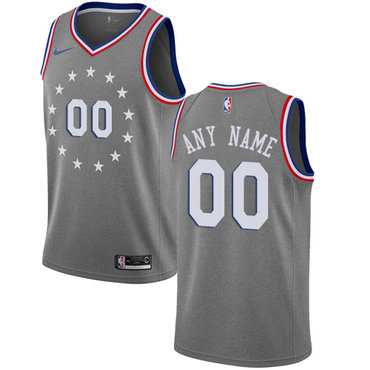 Men & Youth Customized Philadelphia 76ers Swingman Gray Nike City Edition Jersey